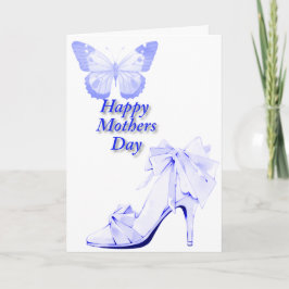 Vlinder en schoen in blauw  kaart