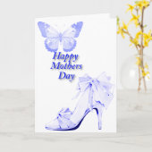 Vlinder en schoen in blauw  kaart (Gele Bloem)