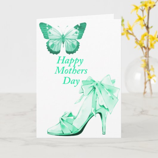 Vlinder en schoen in het groen kaart (Gele Bloem)