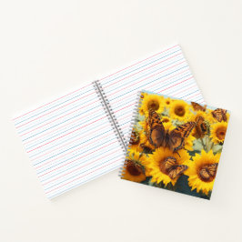 Vlinder en Su7nflower Spiraal Notitieboek