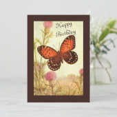 vlinder en Thistle Birthday Card Kaart (Staand voorkant)