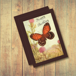 vlinder en Thistle Birthday Card Kaart