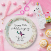 Vlinder en Vintage Rozen Jubileum Papieren Bordje (Feest)