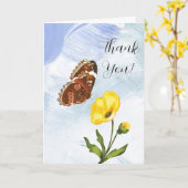 Vlinder en Vloergevouwen Wenskaart Kaart (Gele Bloem)