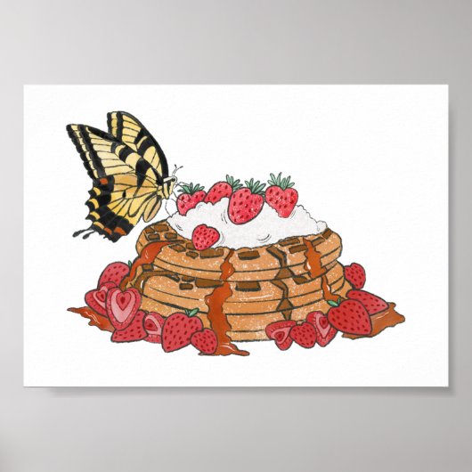 Vlinder en Waffels Sweet Keuken Decor Poster (Voorkant)