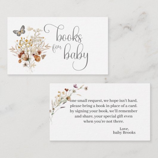 Vlinder- en wildbloemenboeken voor baby aanvraag informatiekaartje (Voorkant / Achterkant)