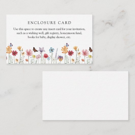 Vlinder en Wilde Bloem Aangepaste Envelopkaart Informatiekaartje (Voorkant / Achterkant)