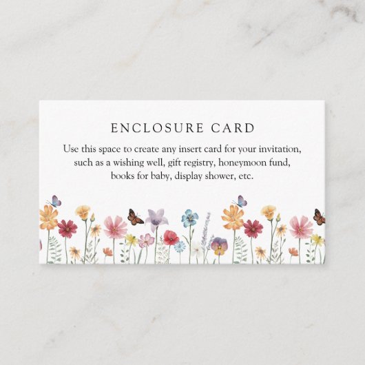 Vlinder- en wilde bloemen aangepaste bijlagekaart informatiekaartje (Voorkant)