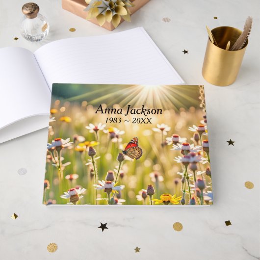 Vlinder en wilde bloemen gastenboek (Voorkant open)