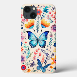 Vlinder en wilde bloemen tuin Case-Mate iPhone case