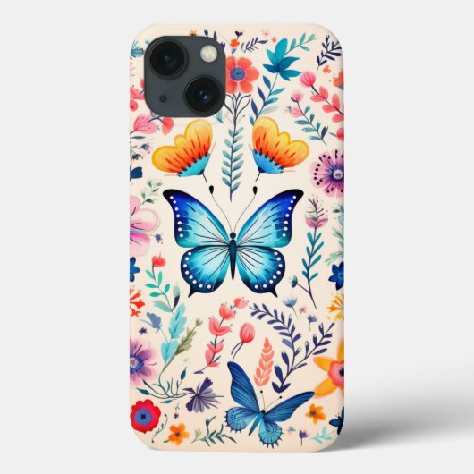 Vlinder en wilde bloemen tuin Case-Mate iPhone case (Achterkant)