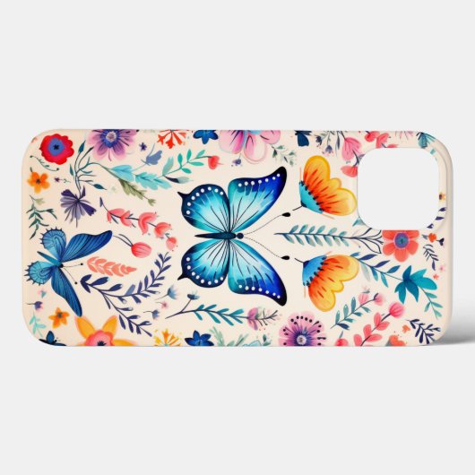Vlinder en wilde bloemen tuin Case-Mate iPhone case (Achterkant (horizontaal))