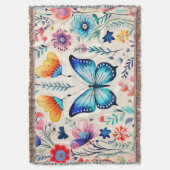 Vlinder en wilde bloemen tuin deken (Voorkant Verticaal)