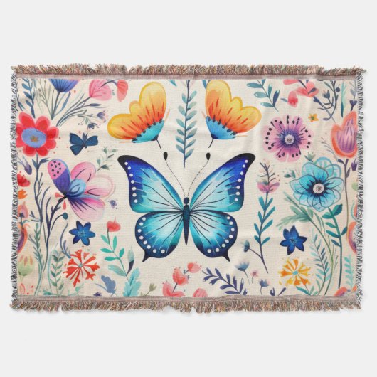 Vlinder en wilde bloemen tuin deken (Voorkant)