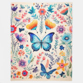 Vlinder en wilde bloemen tuin fleece deken (Voorkant)
