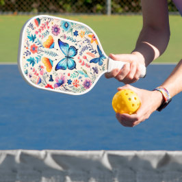 Vlinder en wilde bloemen tuin pickleball paddle