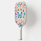 Vlinder en wilde bloemen tuin pickleball paddle (Links)