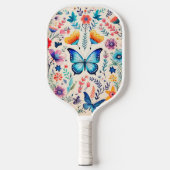 Vlinder en wilde bloemen tuin pickleball paddle (Voorkant)