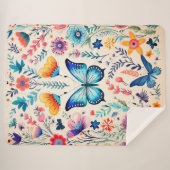 Vlinder en wilde bloemen tuin sherpa deken (Voorkant (horizontaal))