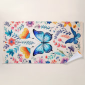 Vlinder en wilde bloemen tuin strandlaken (Voorkant)