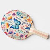 Vlinder en wilde bloemen tuin tafeltennisbatje (Zijkant)