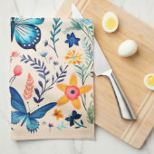 Vlinder en wilde bloemen tuin theedoek (Quarter Fold)