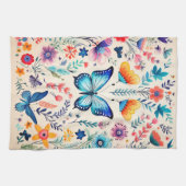 Vlinder en wilde bloemen tuin theedoek (Horizontaal)