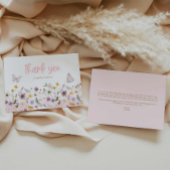 Vlinder en Wildflower Baby shower Bedankkaart