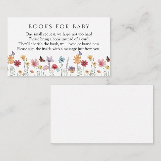 Vlinder en Wildflower Boeken voor Baby Informatiekaartje (Voorkant / Achterkant)