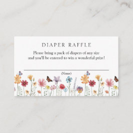 Vlinder en Wildflower Luier Raffle Baby Informatiekaartje