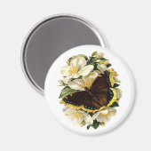VLINDER EN WITTE BLOEMEN MAGNEET (Voorkant / Achterkant)