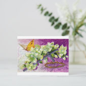 VLINDER EN WITTE BLOESEMS PAASGROETEN FEESTDAGENKAART (Staand voorkant)