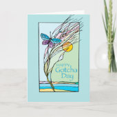 Vlinder en Zon Gotcha-dag, Adoptie, Turquoise Kaart (Voorkant)