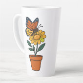 Vlinder en zonnebloem latte mok (Linkerhoek)
