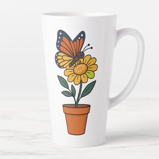 Vlinder en zonnebloem latte mok (Rechts)