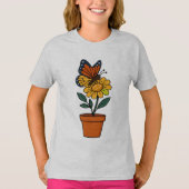 Vlinder en zonnebloem t-shirt (Voorkant)
