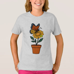 Vlinder en zonnebloem t-shirt