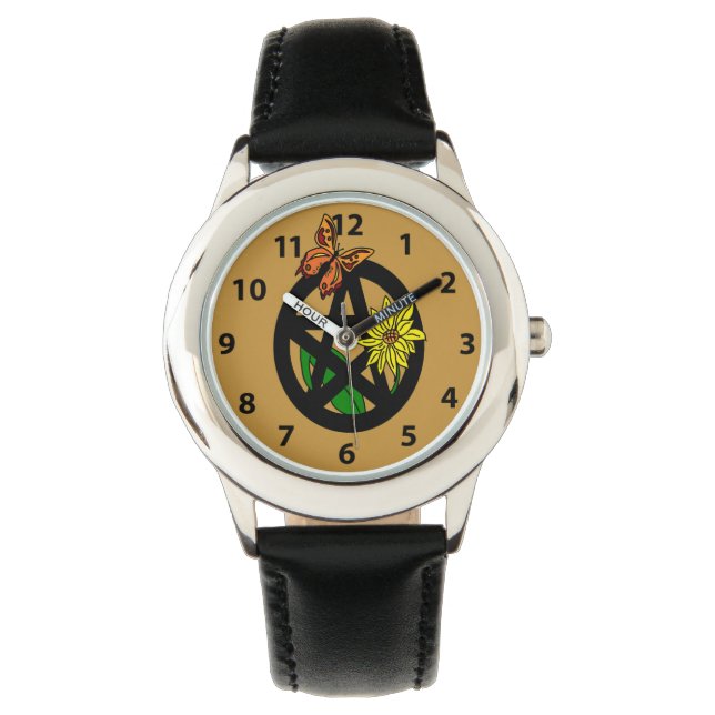Vlinder en zonnebloempitakel horloge (Voorkant)