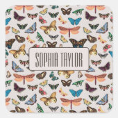 vlinder esthetisch vierkante sticker (Voorkant)