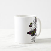 vlinder, esthetische bloemen koffiemok (Voorkant rechts)