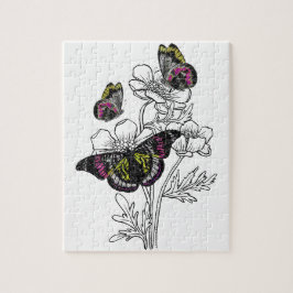 vlinder, esthetische bloemen legpuzzel
