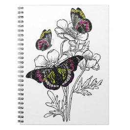 vlinder, esthetische bloemen notitieboek