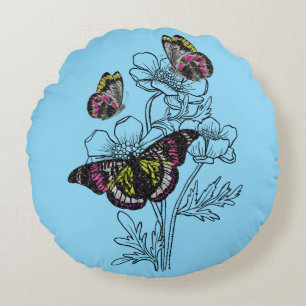 vlinder, esthetische bloemen rond kussen
