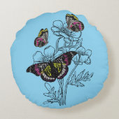  vlinder, esthetische bloemen rond kussen (Achterkant)