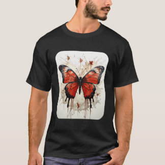 Vlinder esthetische vlinders Natuur rood T-shirt