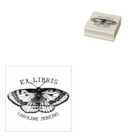  vlinder ex libris boek rubberstempel (Gestempeld)