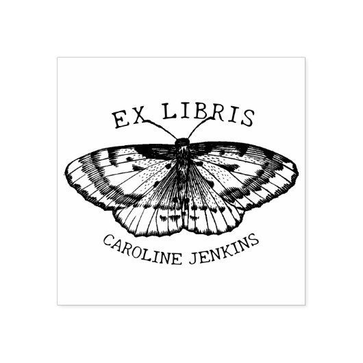 vlinder ex libris boek rubberstempel (Afrduk)