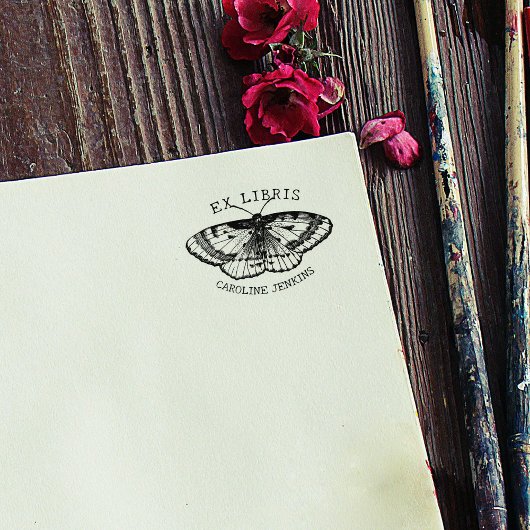 vlinder ex libris boek rubberstempel