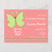 Vlinder Feestje Zeven Jaar Briefkaart (Voorkant)