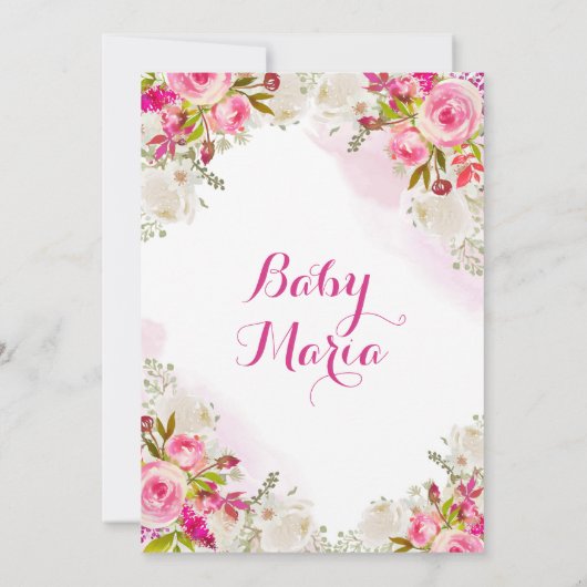 Vlinder Fiesta Mexicaanse Roze Bloemen Baby Shower Kaart (Achterkant)